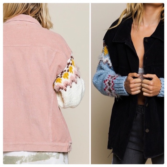 POL Winter Corduroy & Knitted Sleeve Jacket - Picture 5 of 16